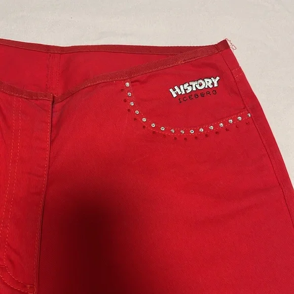 Iceberg history X minnie mouse Swarovski crystal red straight leg pants 26